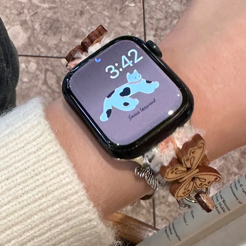 For Apple Watch Series 9 8 7 41mm / 6 5 4 SE (2023) SE (2022) SE 40mm / 3 2 1 38mm Wristband Drawstring Woolen Watch Strap - Dog For Apple Watch Series 9 8 7 41mm / 6 5 4 SE (2023) SE (2022) SE 40mm / 3 2 1 38mm Wristband Drawstring Woolen Watch Strap - Dog